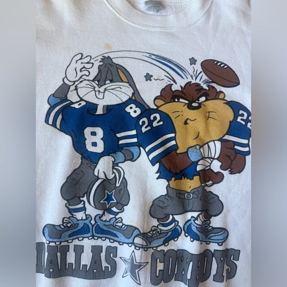vintage 80s Dallas Cowboys NFL x Looney Tunes crewneck size L Made in the USA - Picture 8 of 8